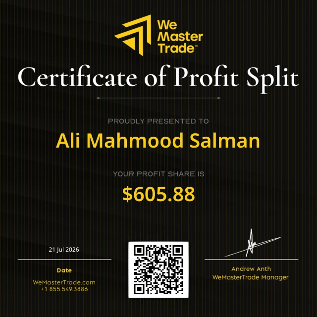 Payout certificate from WeMasterTrade